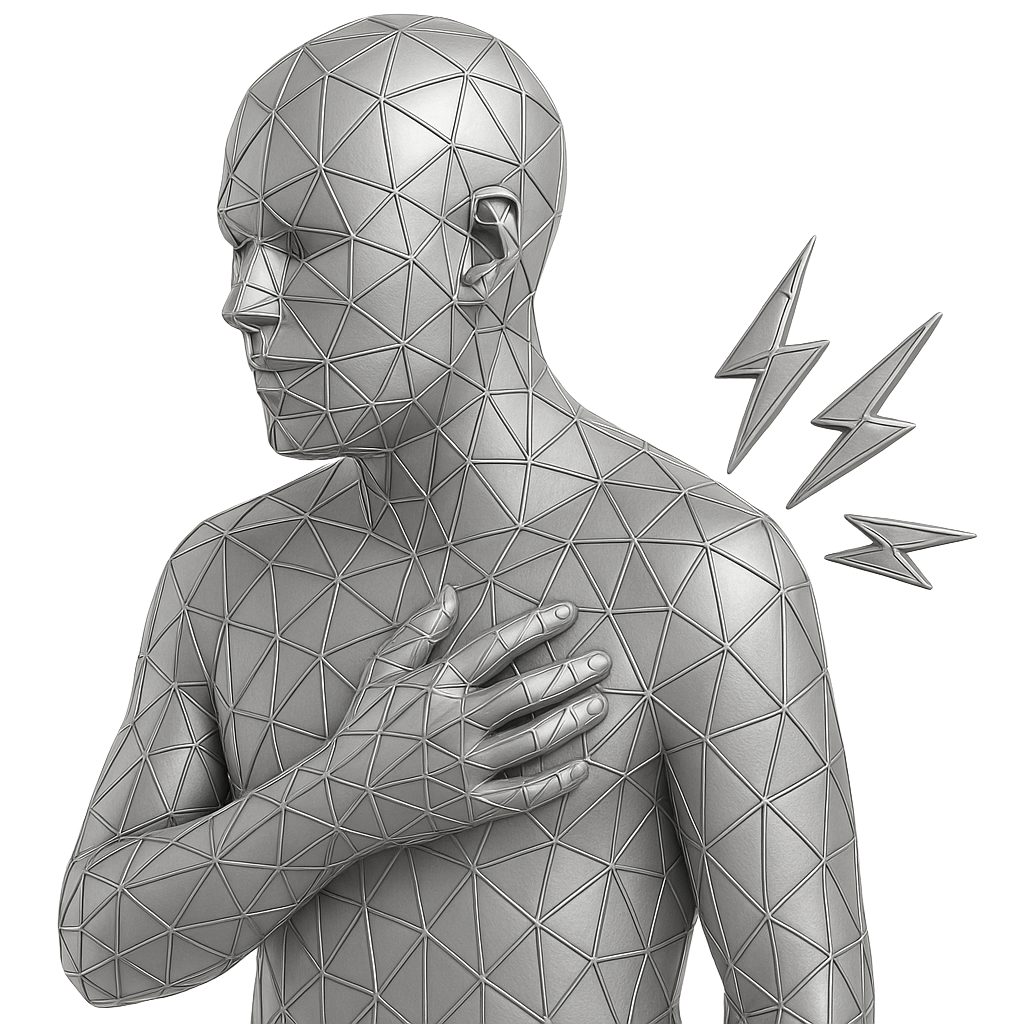 Illustration of chest pain symptom related to lung health conditions