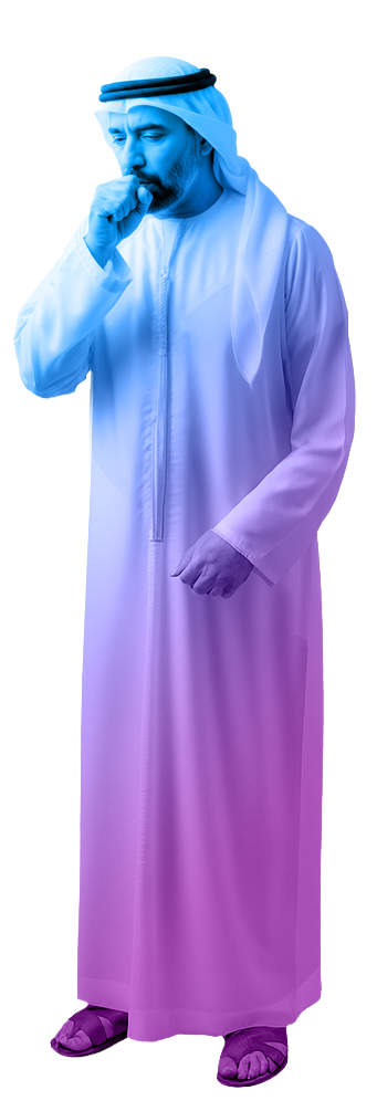 Illustration of a person experiencing breathing difficulty related to lung health conditions