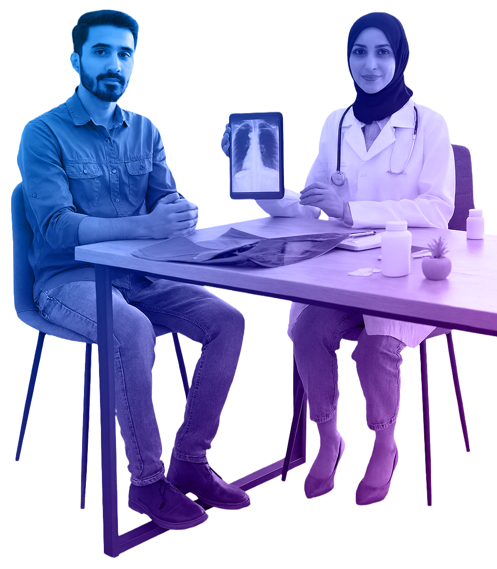 Doctor discussing lung health screening and symptoms with a patient